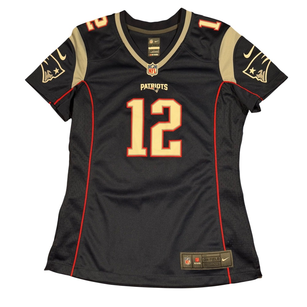 Nike Tom Brady New England Patriots Jersey Women Small Navy Blue NFL On Field 12